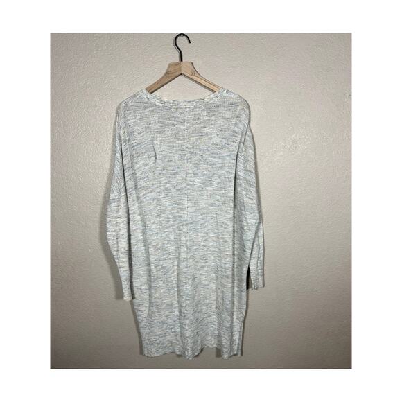 Free People Light Heathered Gray High Low Oversized Cardigan Button Front Large - Picture 7 of 8